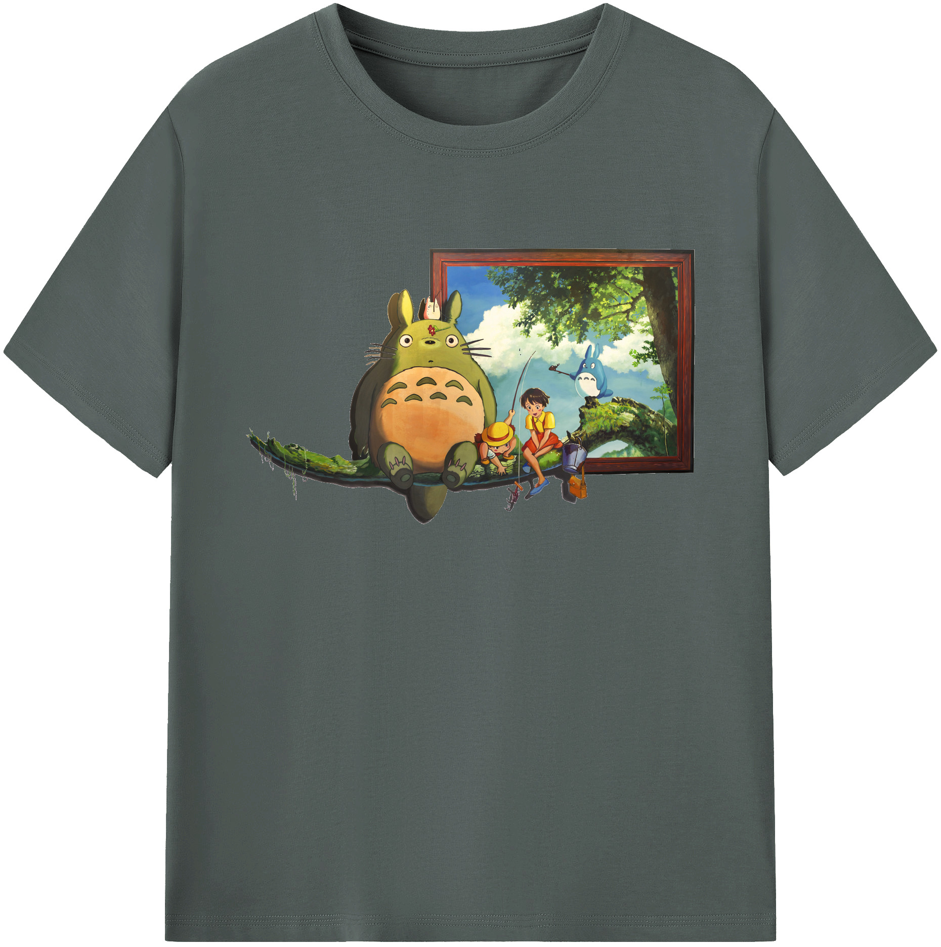 （画像用） となりのトトロ 草壁メイ 草壁サツキ My Neighbor Totoro Satsuki Kusakabe Mei Kusakabe 綿100％ メンズ半袖Tシャツ｜肌触りやわらか＆通気性